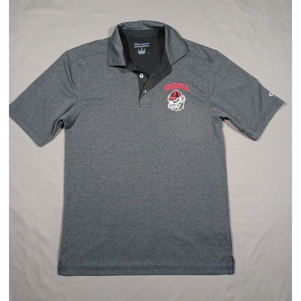 Champion Georgia Bulldogs Shirt Adult S Gray‎ Polo Dri Fit Embroidred Logo